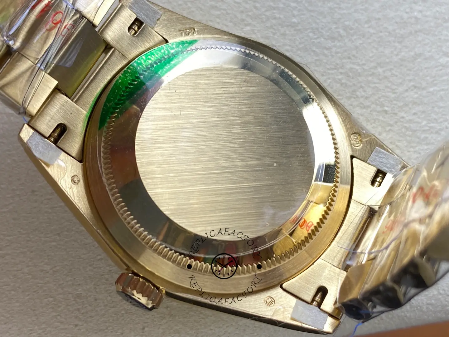 Rolex Day-Date Dark Red Dial Replica 128238 Women's Gold Watch