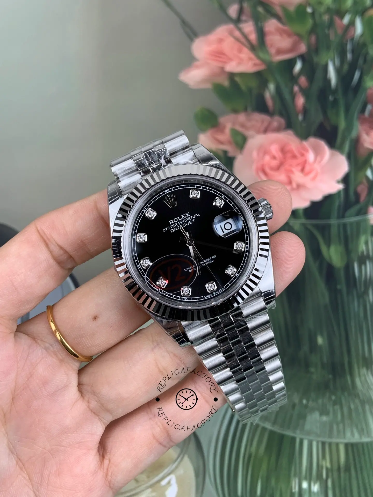 Rolex Datejust 41mm Black Diamond Dial White Rolesor Case m126334 0012 Men's Watch