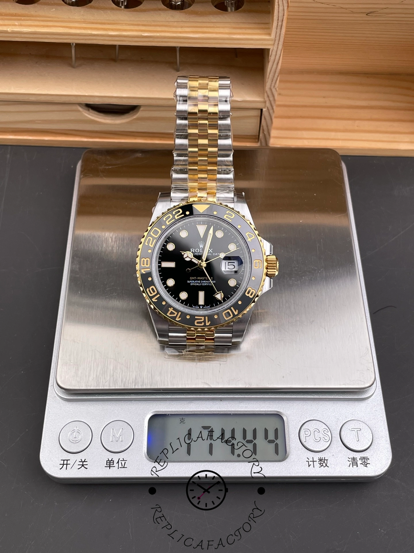 Rolex GMT Master II Black Dial Steel 18kt Yellow Gold 126713GRNR 0001 Men's Watch