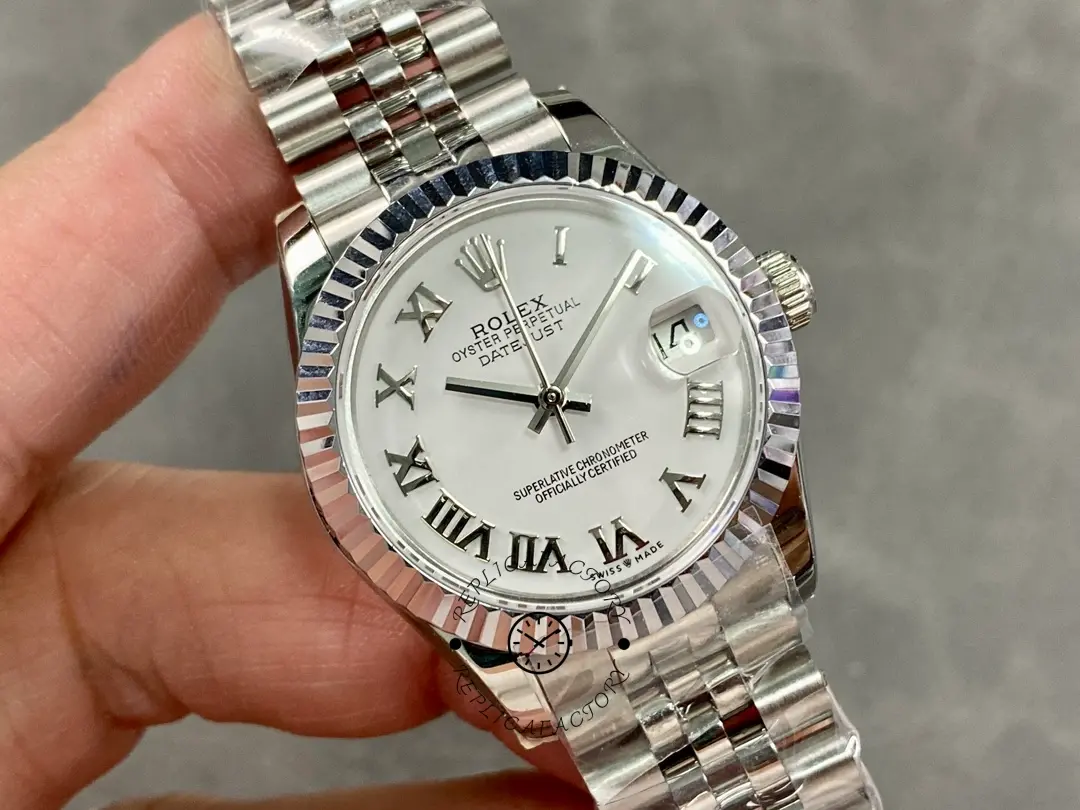 Rolex Datejust 31 White Roman Dial Fluted Bezel Jubilee 278274 0010 Ladies Watch