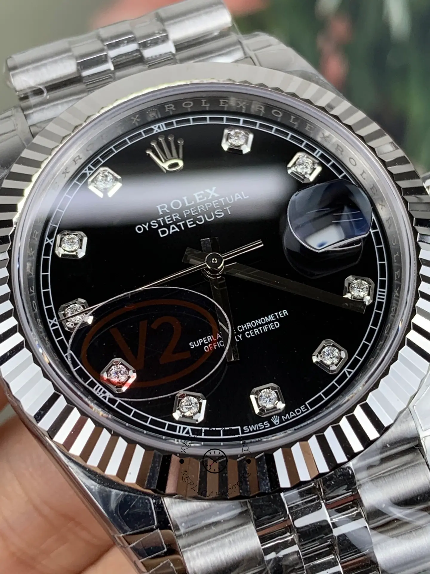 Rolex Datejust 41mm Black Diamond Dial White Rolesor Case m126334 0012 Men's Watch