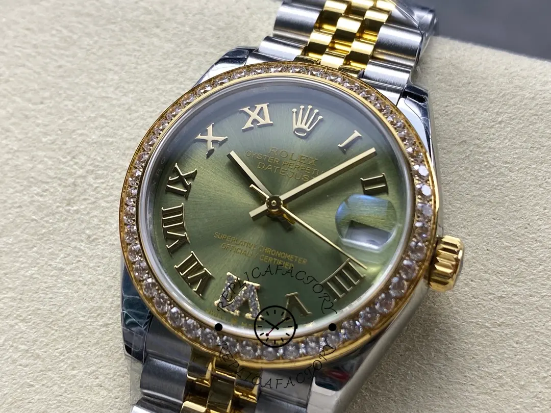 Rolex Datejust 31mm Stainless Steel and Yellow Gold 278383RBR 0016 Green VI Roman Jubilee