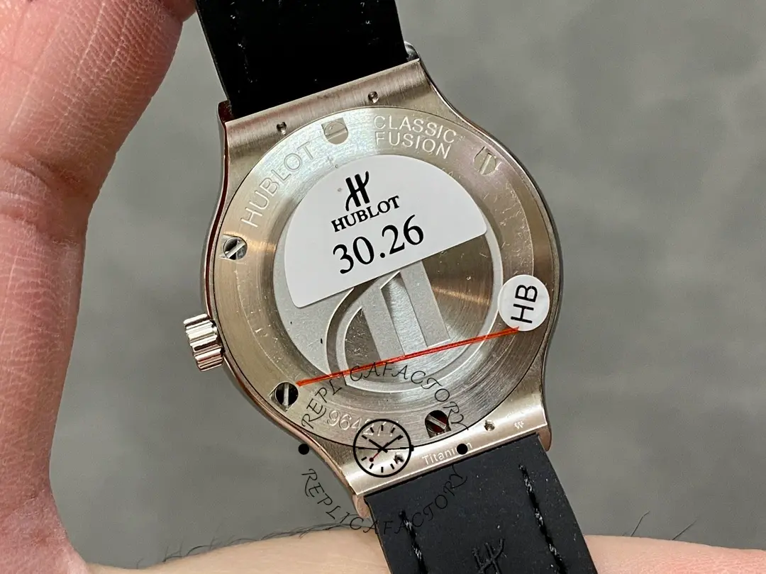 Hublot Classic Fusion 581.NX.1171.LR.1104 caseback view, engraved back with serial and brand markings.