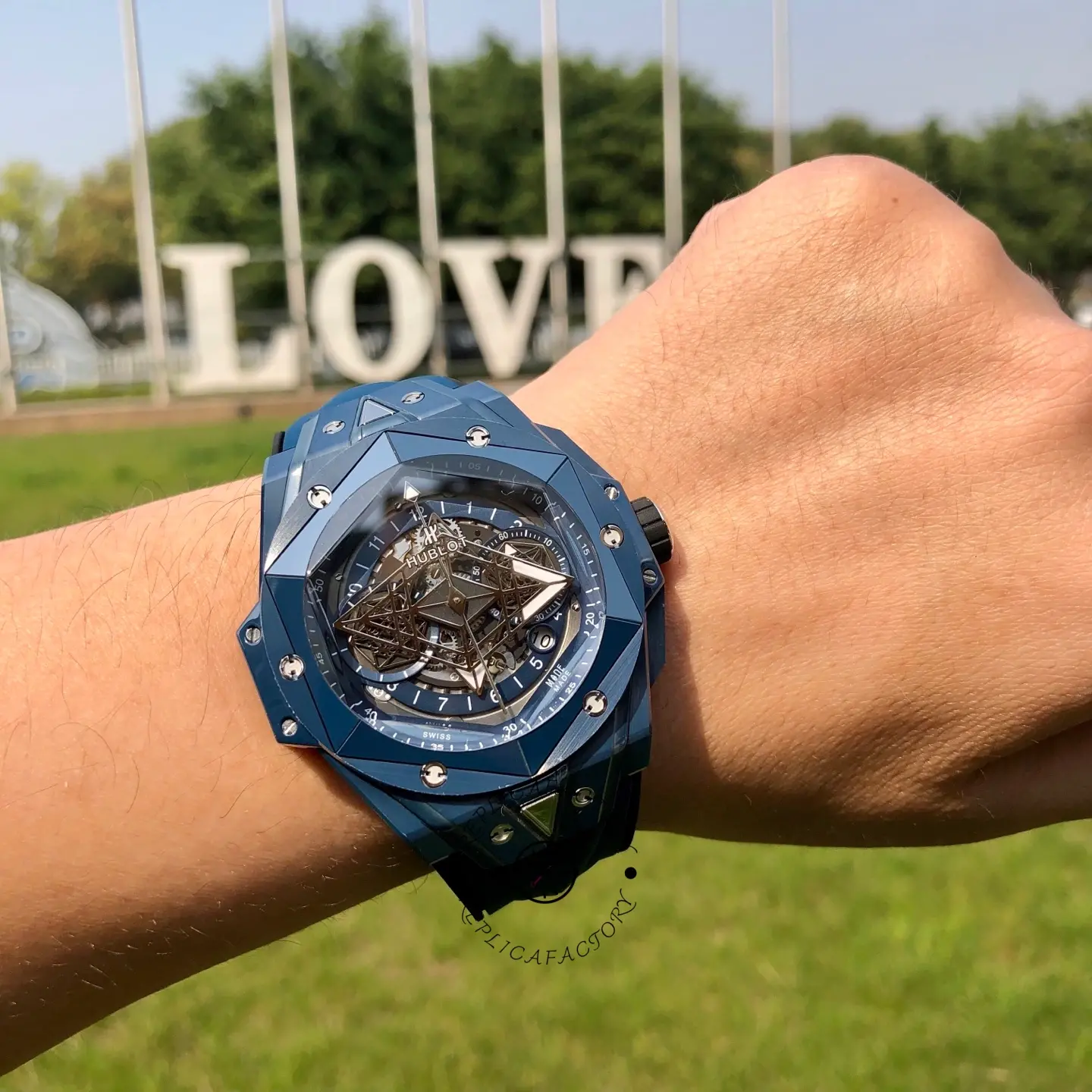 Hublot Big Bang Replica UNICO Sang Bleu 45 Blue Ceramic 418.EX.5107.RX.MXM21