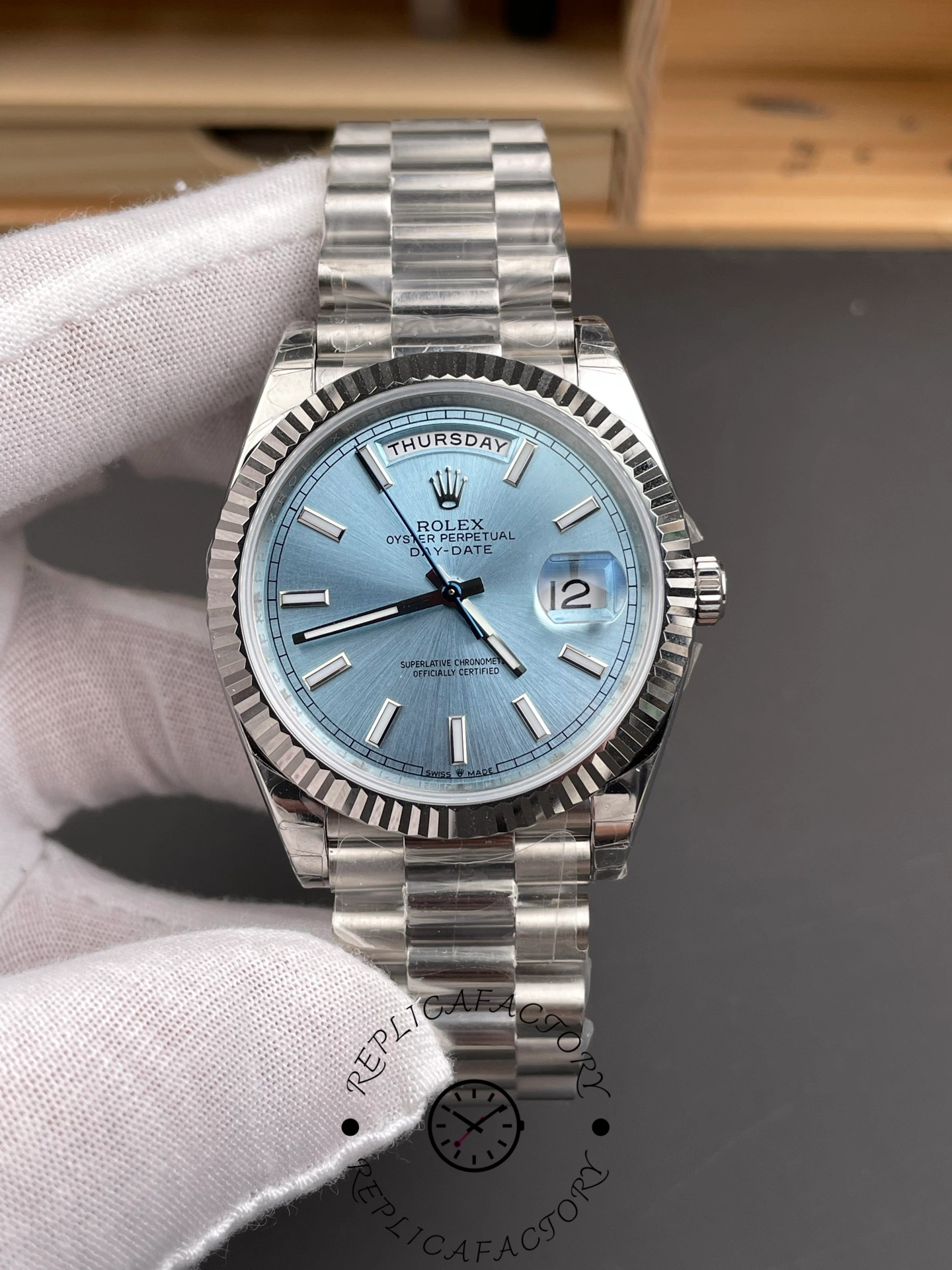 Rolex Day-Date 40 Ice Blue Dial m228236 0018 Men's Watch