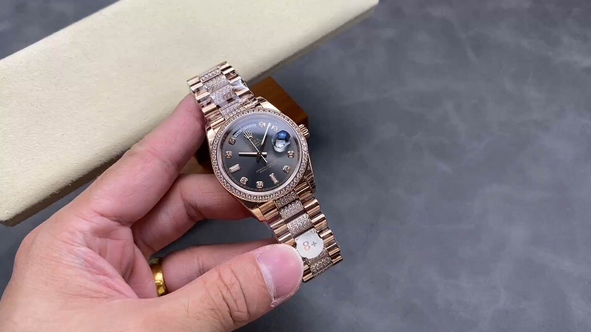 Rolex Day-Date 36 Rose Gold 128345RBR-0053 Replica Automatic Watch
