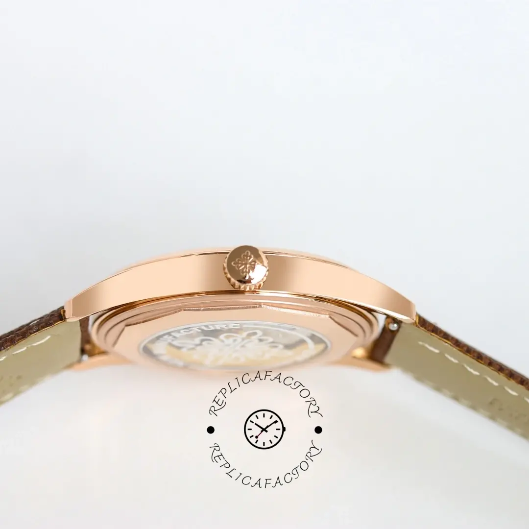 Case side profile of the Patek Philippe Calatrava 6007A-001, showing crown and bezel edge finish.