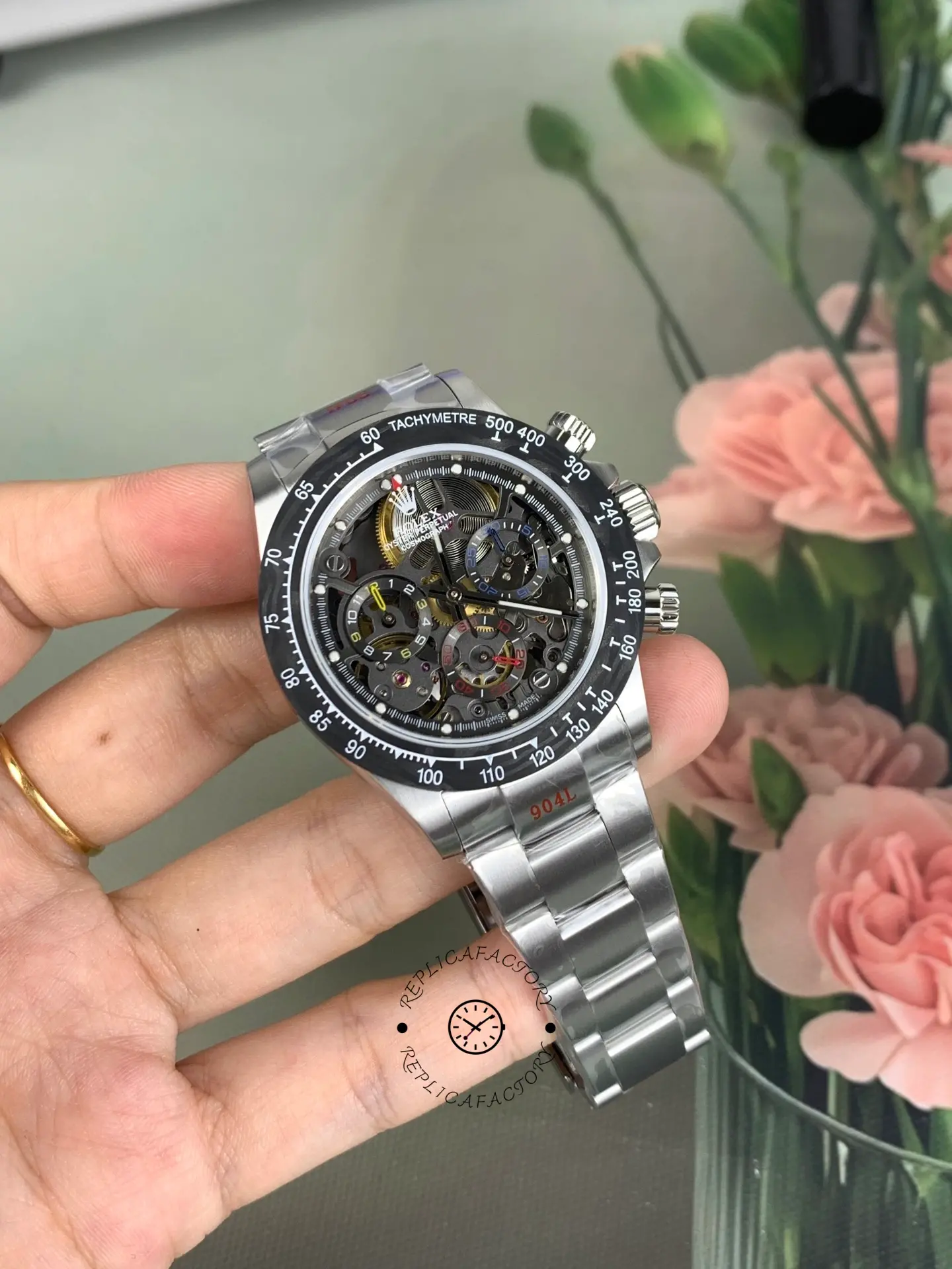 Rolex Daytona 116520 ADG Skeleton Dial Steel Bracelet Steel Case Replica Watch