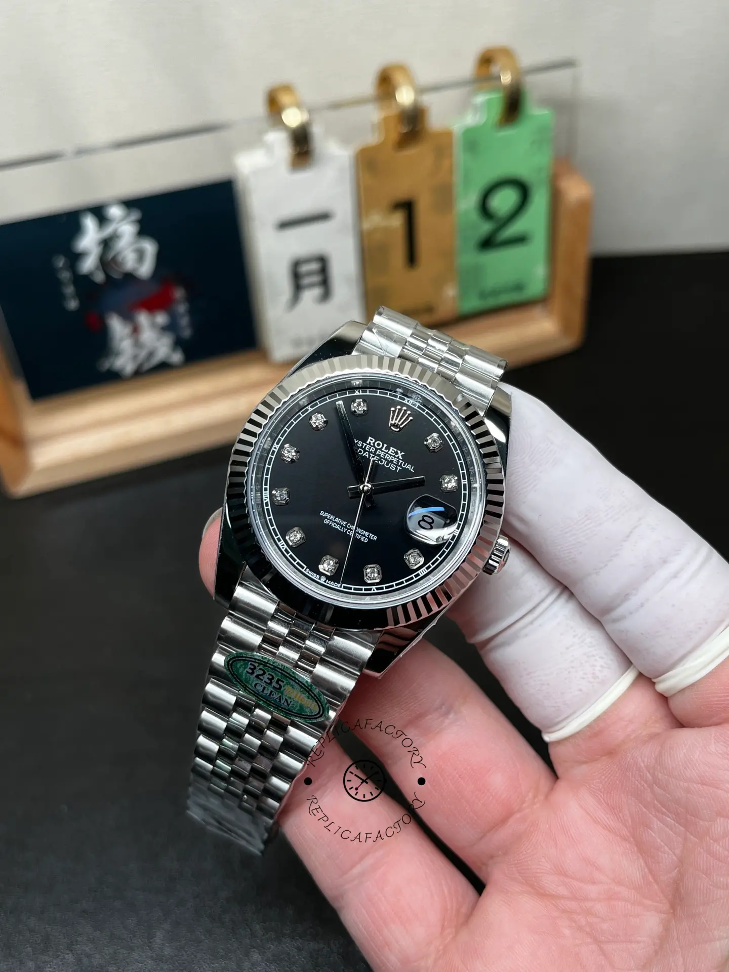 Rolex Datejust 41mm Black Diamond Dial White Rolesor Case m126334 0012 Men's Watch