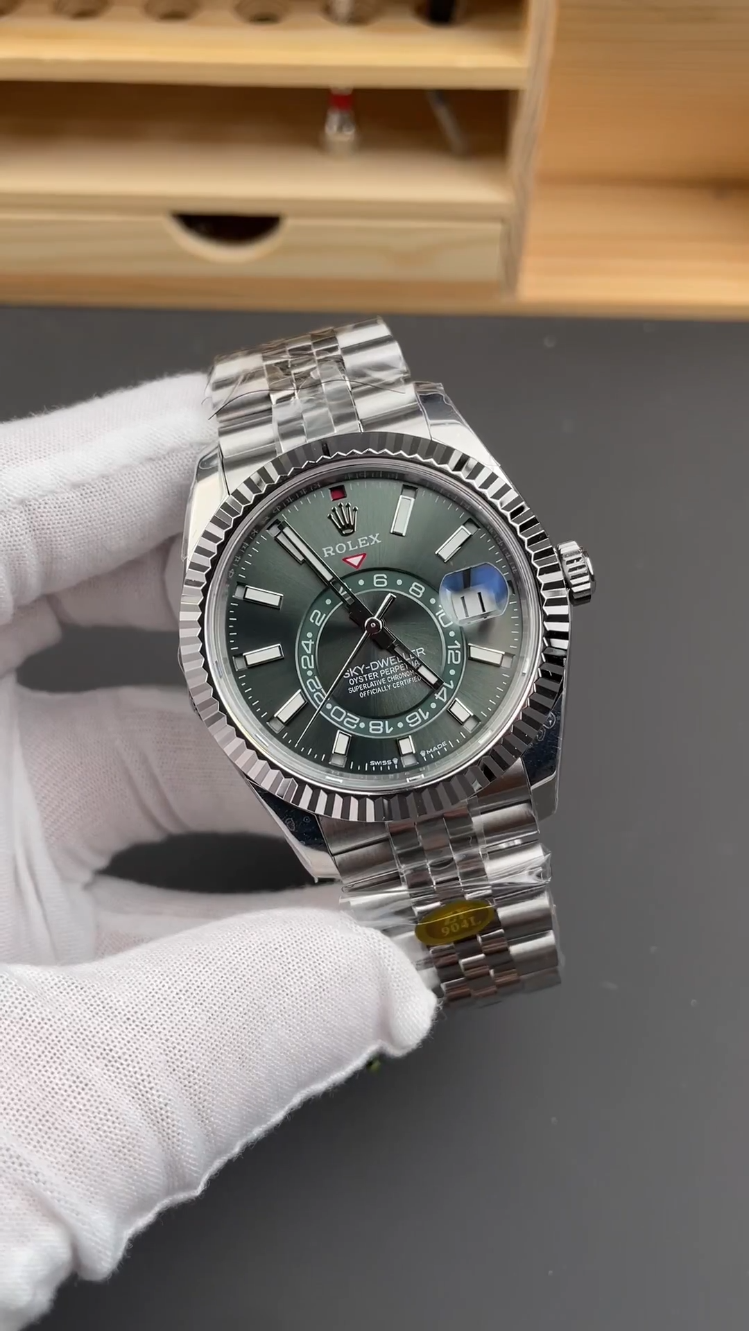Rolex Sky Dweller 42 White Gold Fluted Bezel 336934 0002 Men's Watch