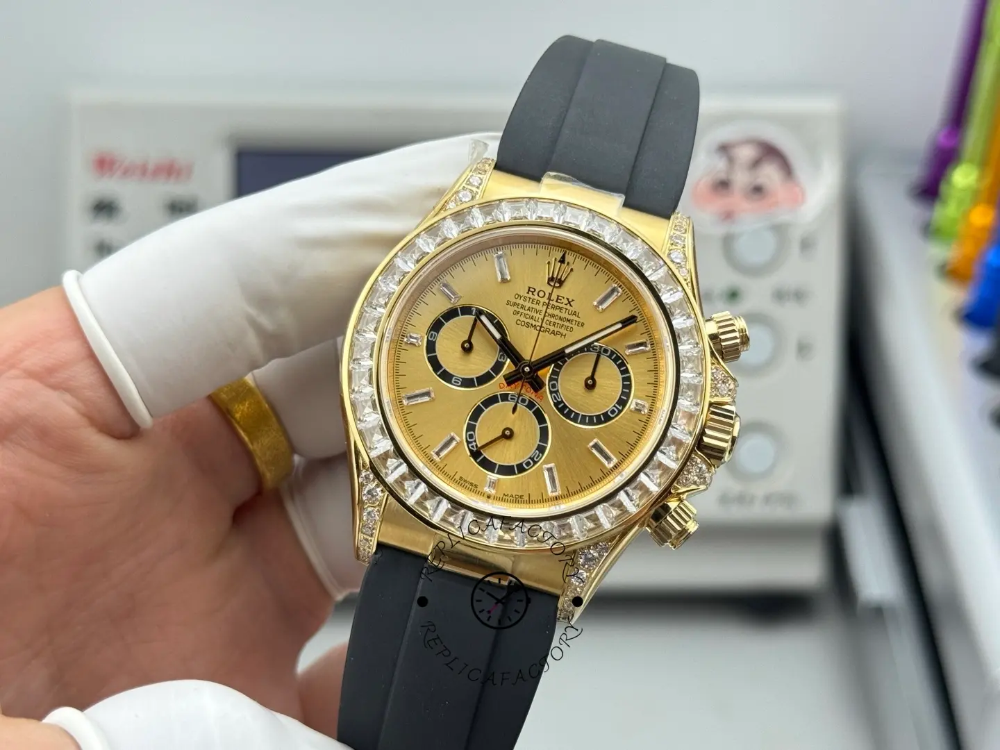 Clone Rolex Daytona 126538TBR-0004 Gold Dial & Oysterflex Strap