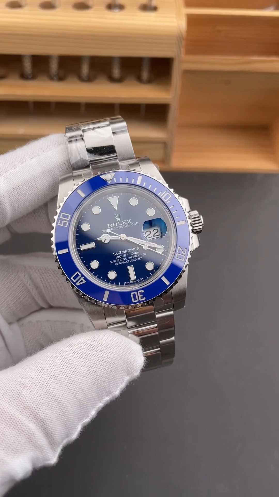 Rolex Submariner 116619LB White Gold Blue Dial 40mm Mens Replica Watch