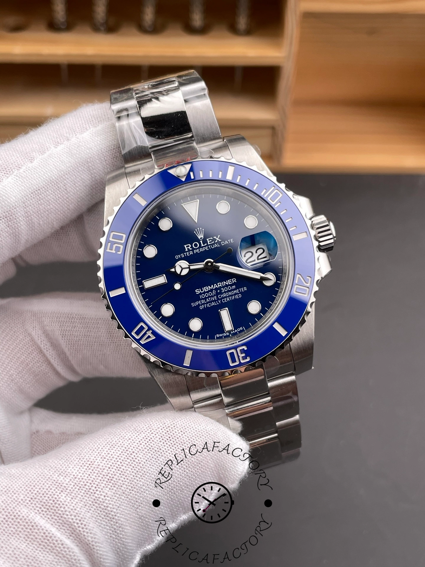Rolex Submariner 116619LB White Gold Blue Dial 40mm Mens Replica Watch