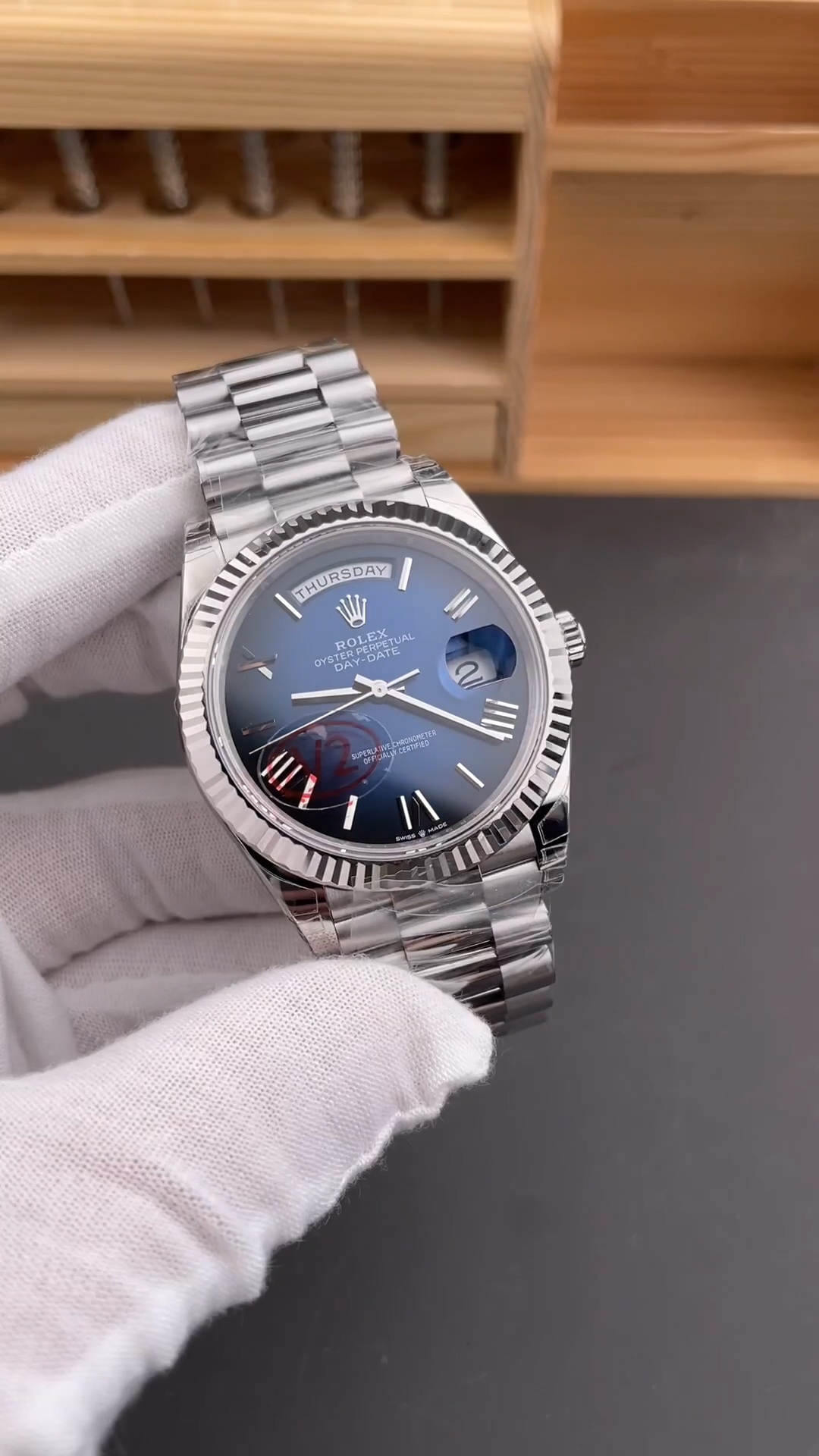 Rolex Day Date 40 White Gold Blue Ombre Dial M228236 0024