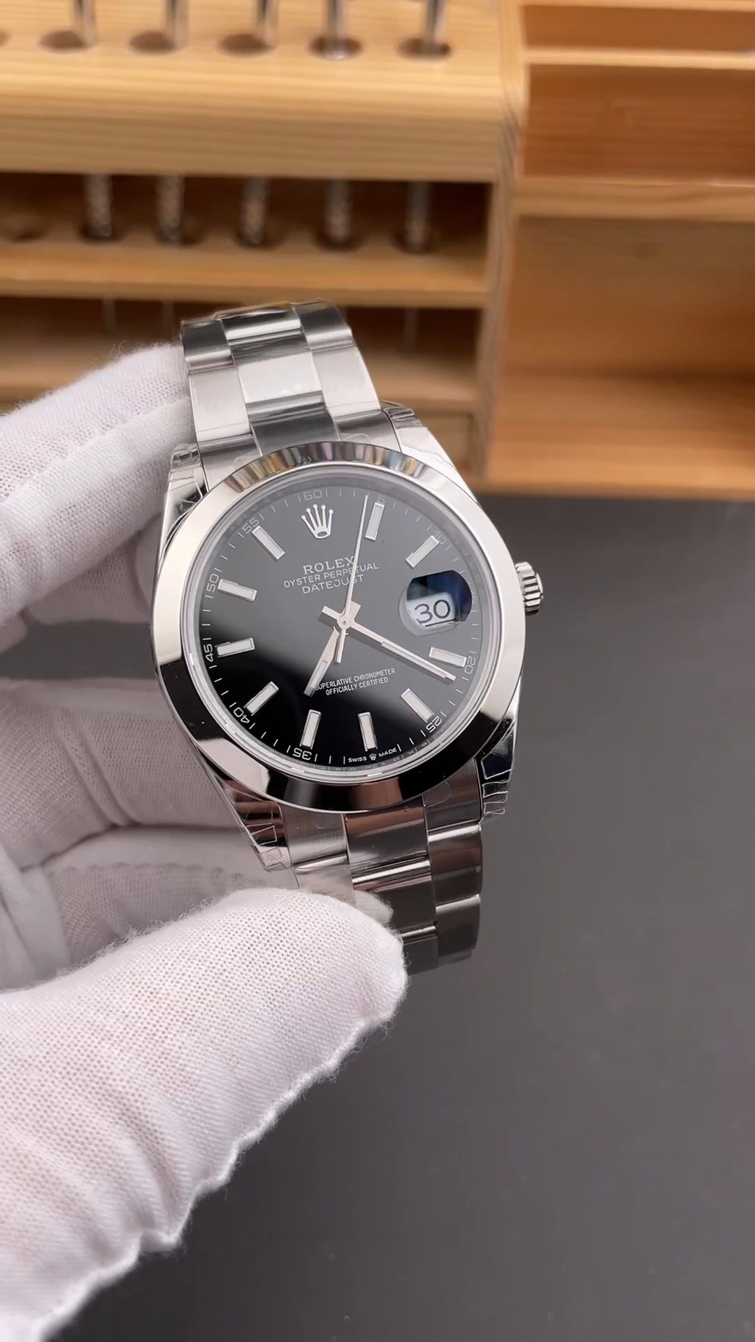 Rolex Datejust 41mm Black Index Oyster Stainless Steel 126300 0011 Men's Watch