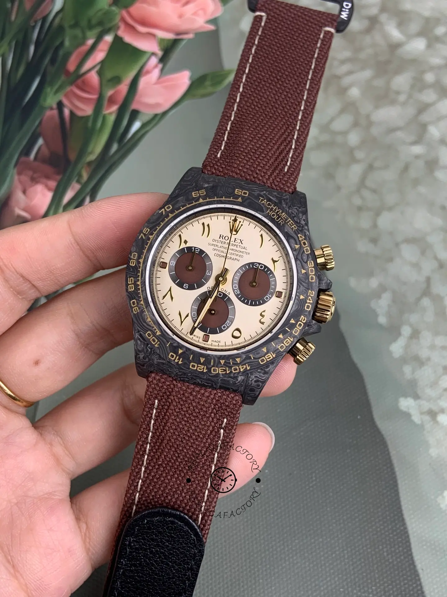 Rolex Daytona DIW Desert Eagle Arabic Carbon Fiber Customised Cream Dial 40 mm