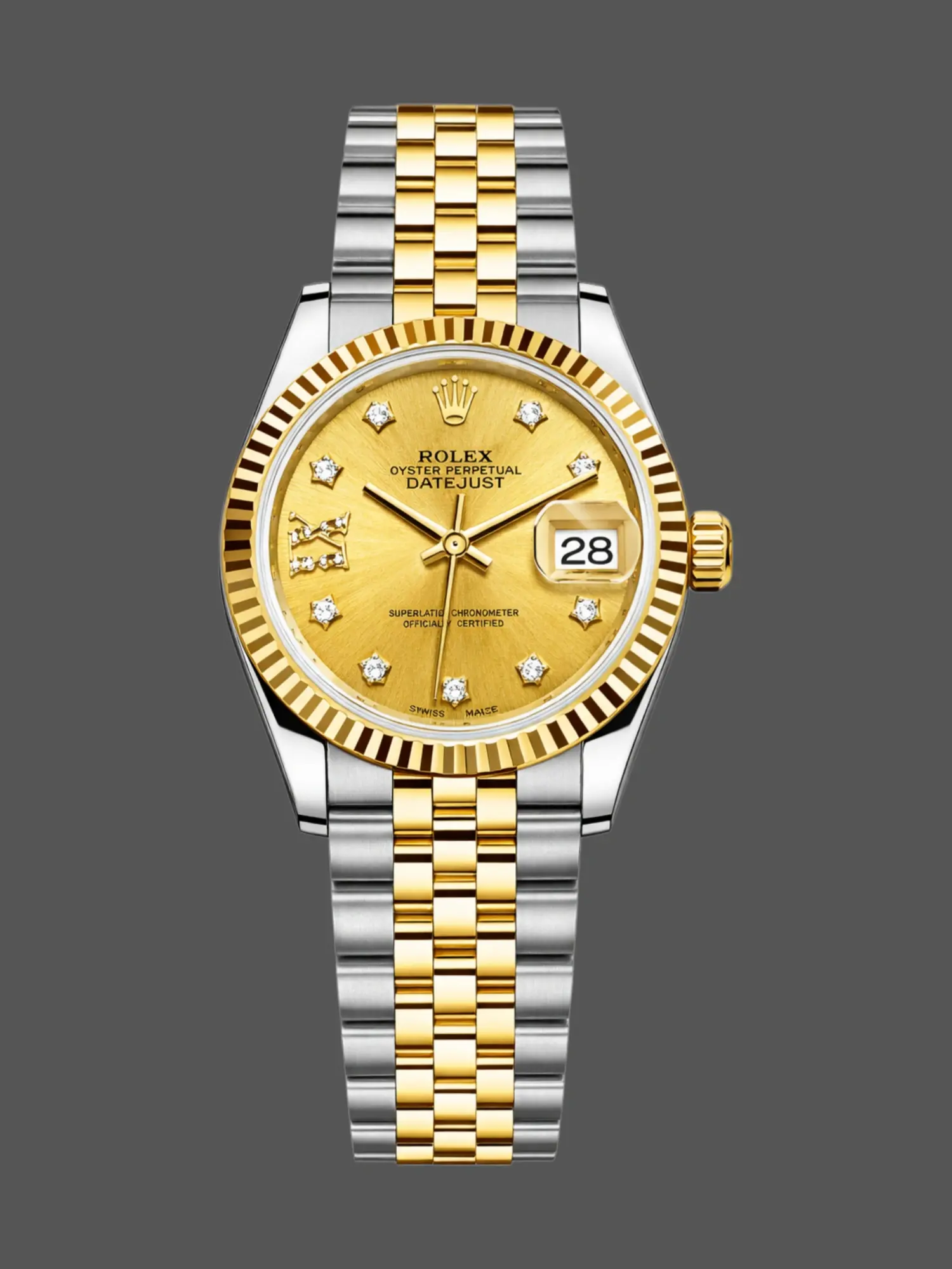 Rolex Lady-Datejust 279173-0021 Champagne Dial 28 Diamond-Set Roman Replica