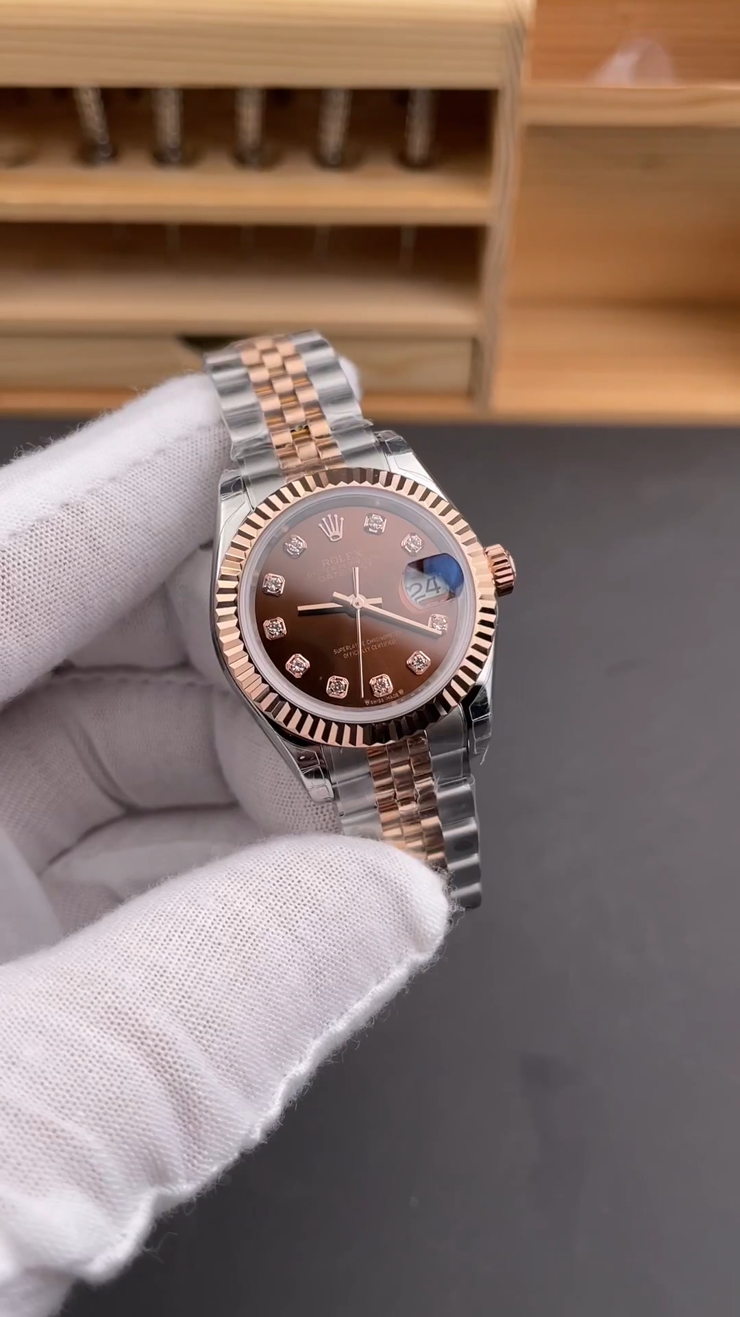 Rolex Datejust 28 Brown Dial Two Tone Strap 279171-0011 Replica