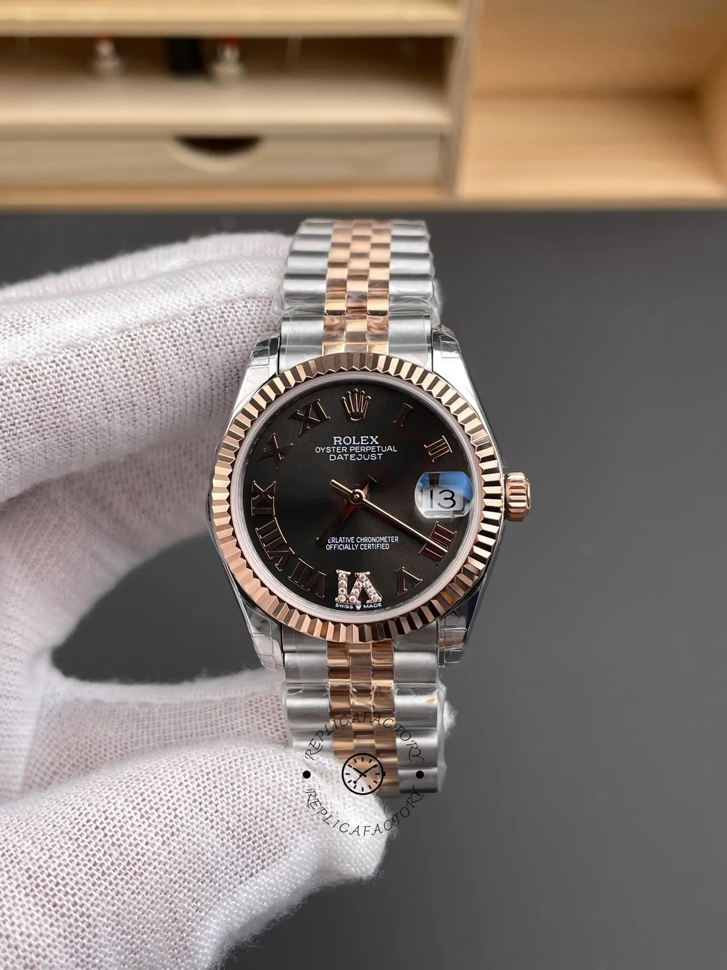 Rolex Datejust 31 Slate Grey Dial Diamond VI 278271 0030 Women's Watch