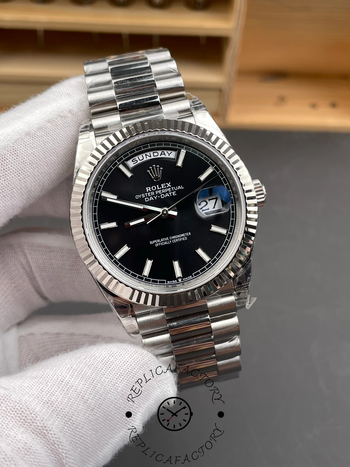 Rolex Day Date 40 Platinum Black Dial M228236 0003 Men's Watch