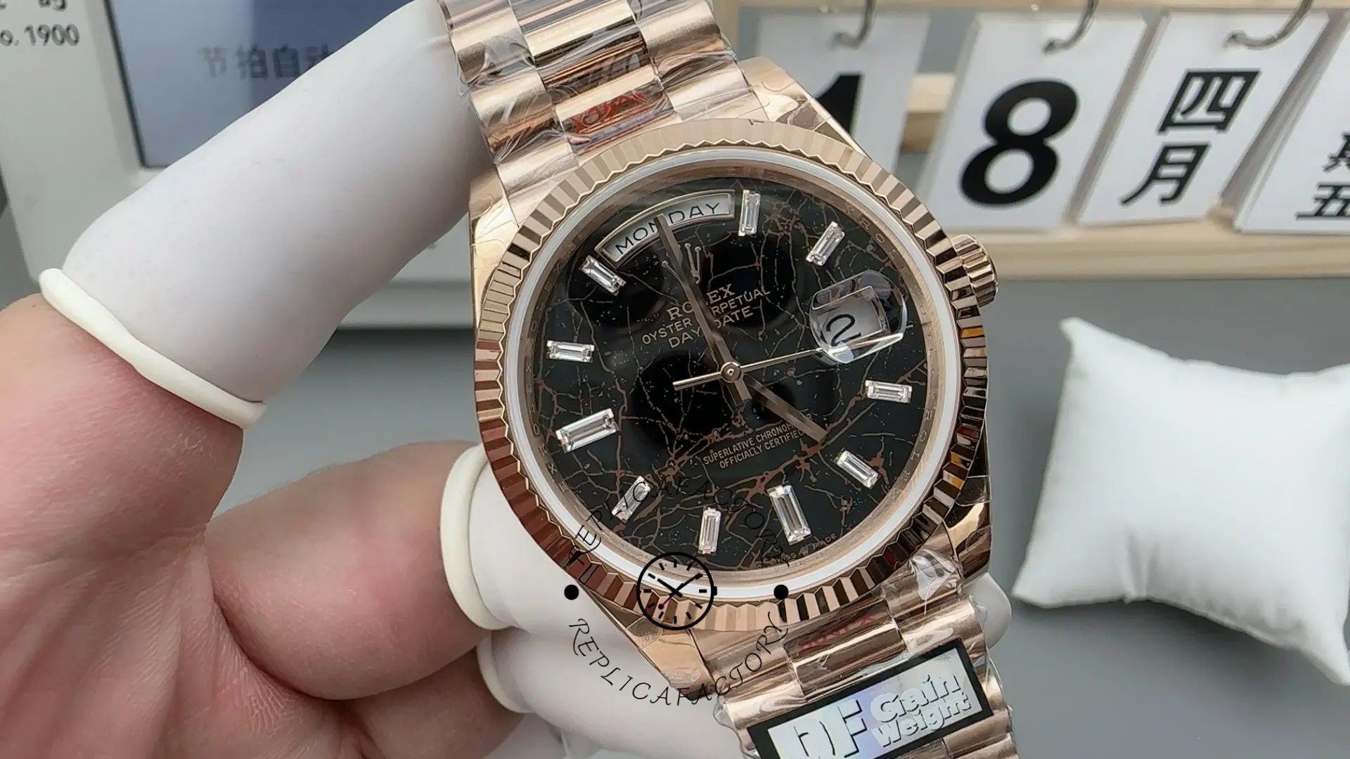 Rolex Day Date 40 Eisenkiesel Baguette Automatic Diamond M228235 0045 Mens Watch