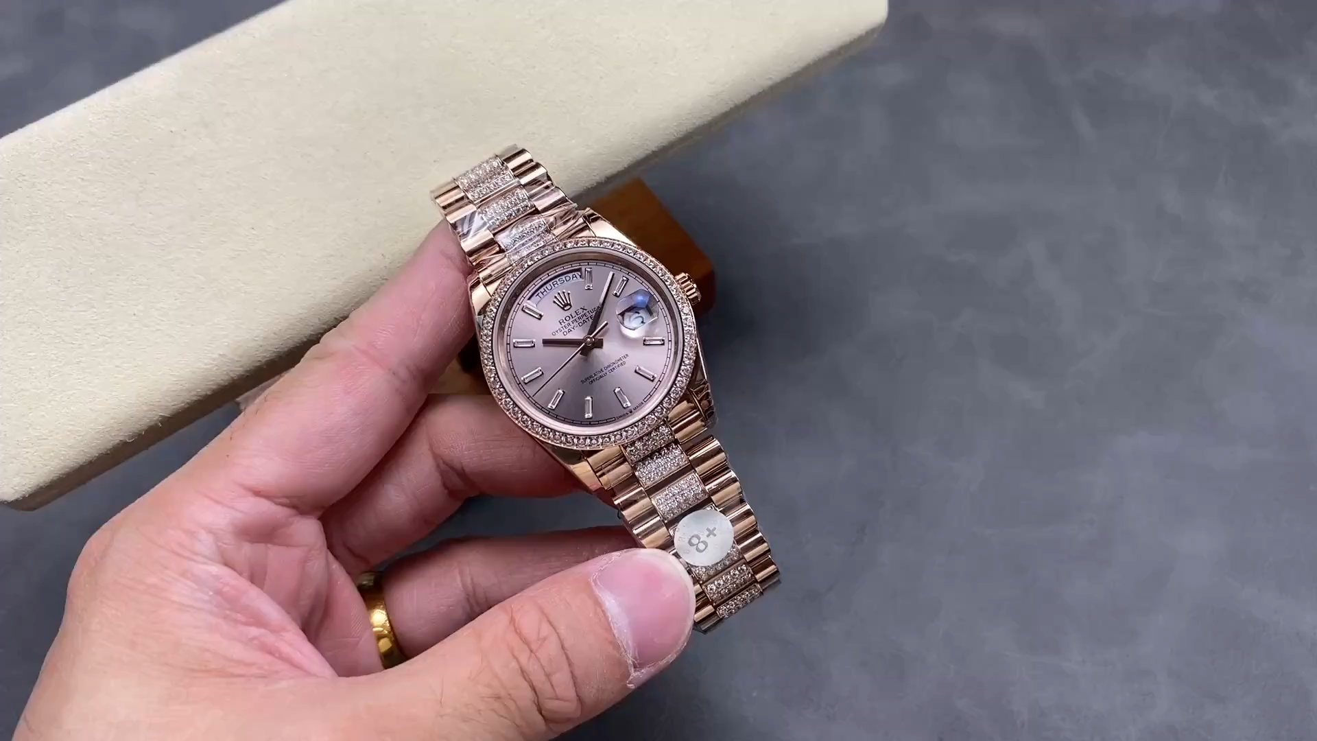 1:1 Clone Rolex Day-Date Silver Dial Diamond Bezel & Bracelet 128345RBR 0082