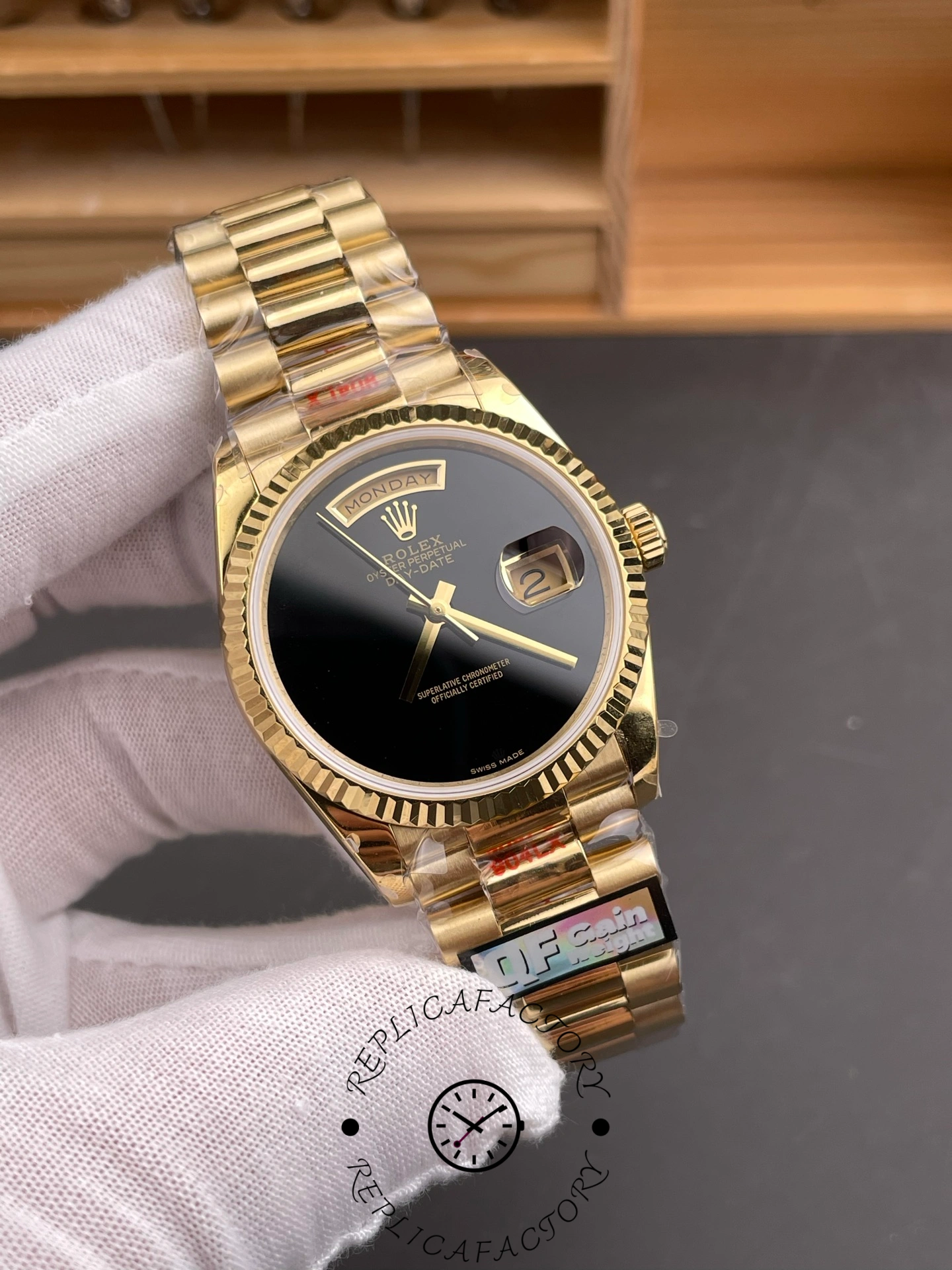 Rolex Day-Date 18038 36mm President Men's Onyx Dial Watch 1:1 Clone