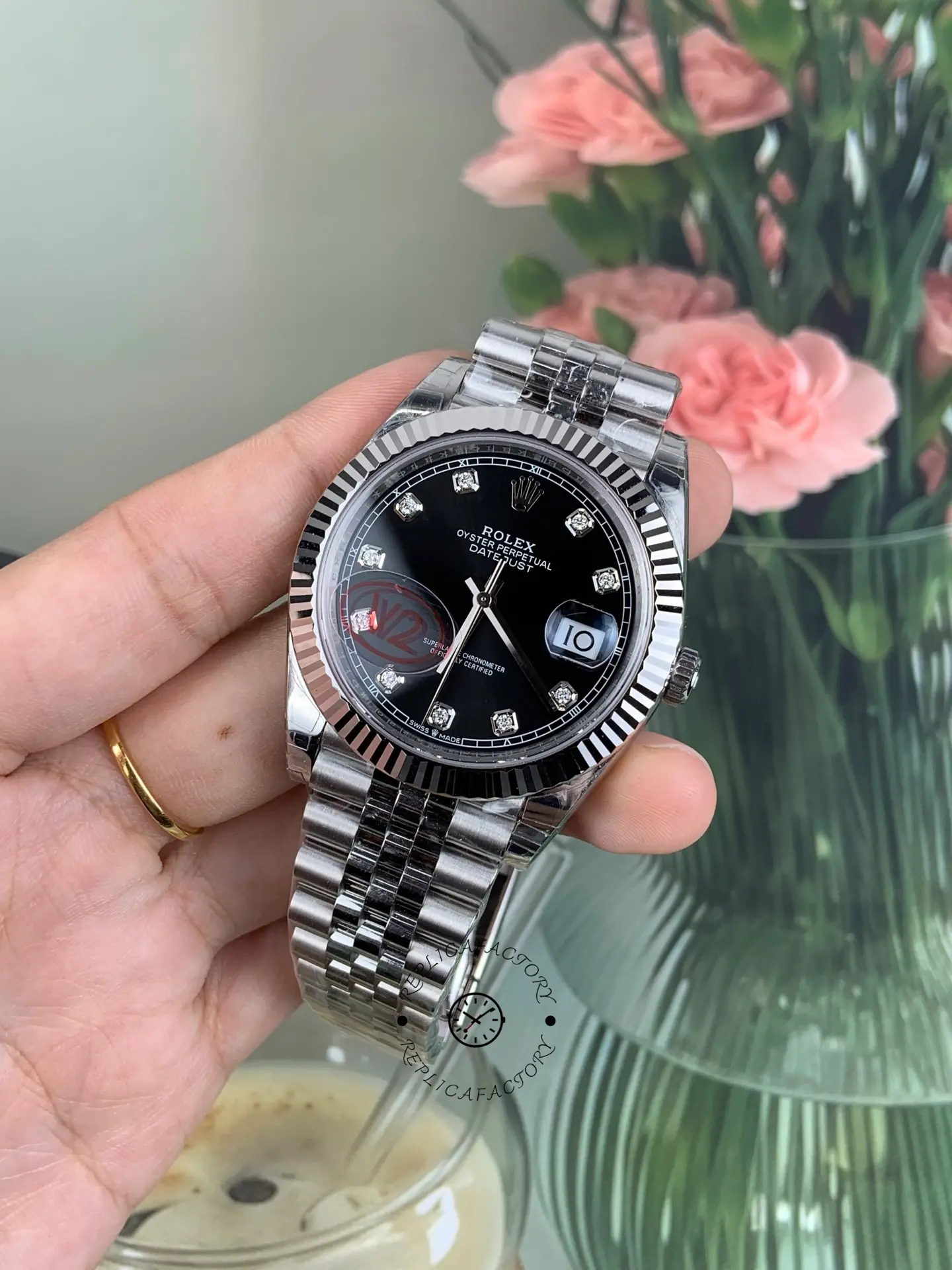 Rolex Datejust 41mm Black Diamond Dial White Rolesor Case m126334 0012 Men's Watch