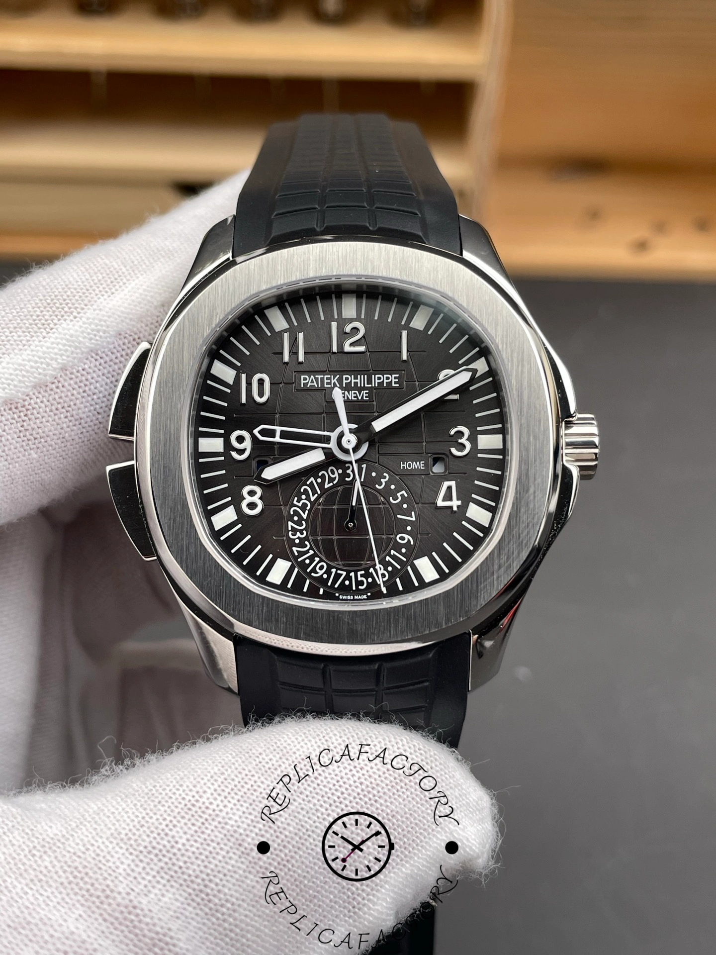 Replica Patek Philippe Aquanaut 5164A 001 Stainless Steel Dual Time 40.8mm Mens Watch