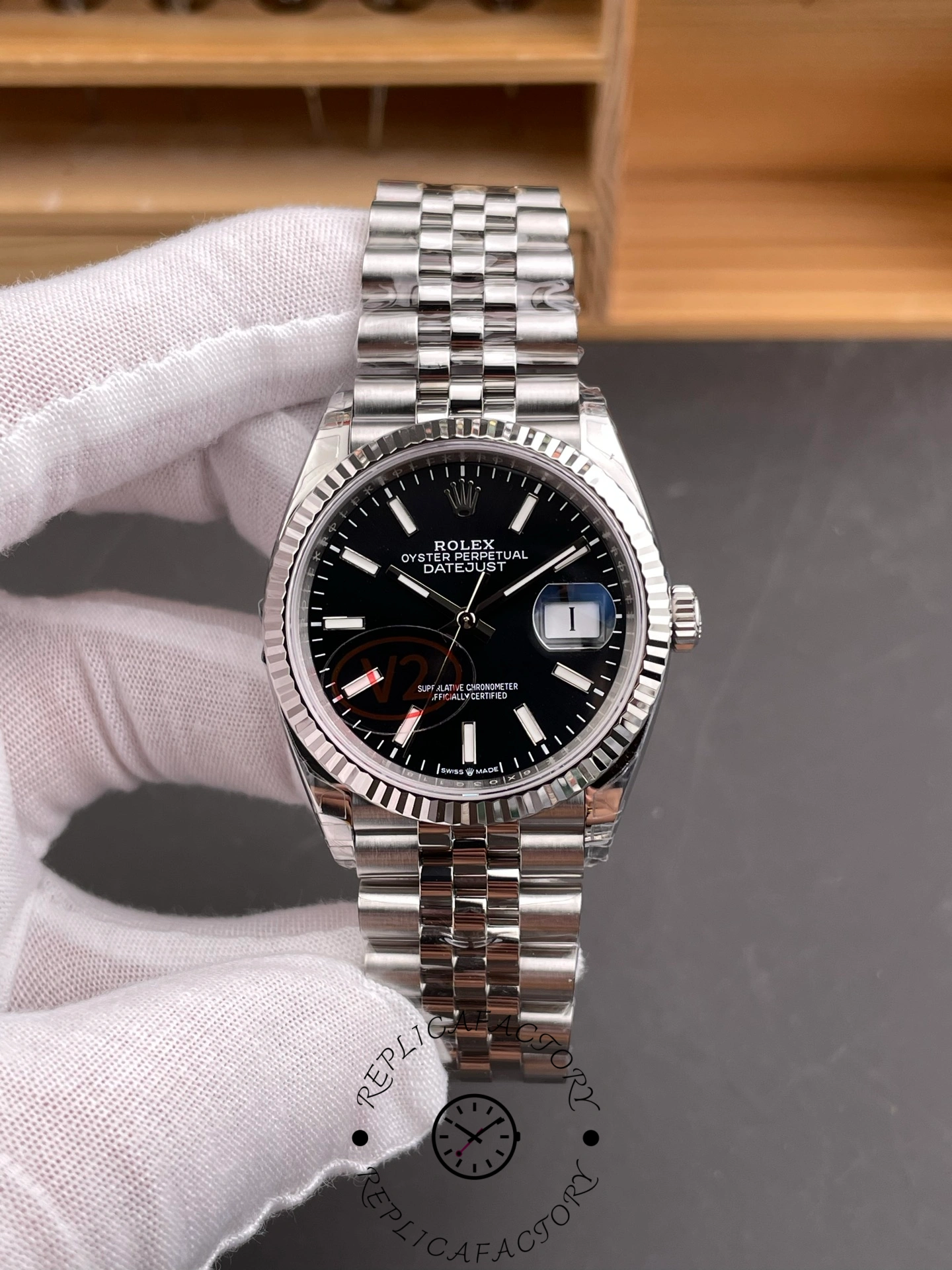 Rolex Datejust 126234 Fluted Bezel Black Index Dial 36MM Unisex Replica Watch