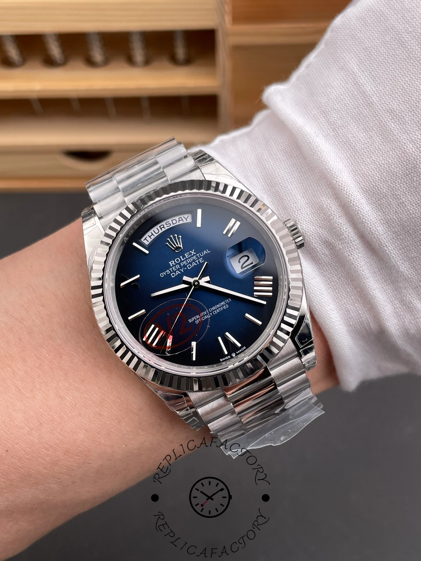 Rolex Day Date 40 White Gold Blue Ombre Dial M228236 0024