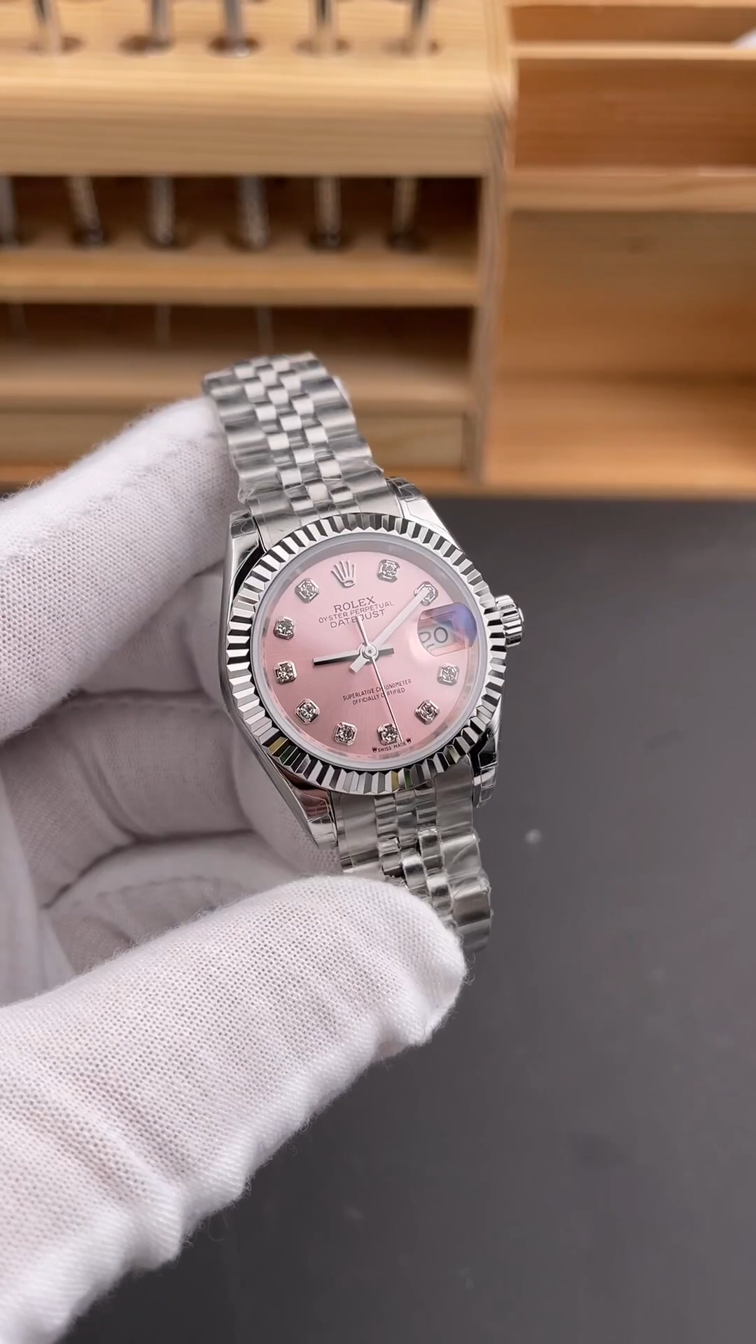 Rolex Datejust 279174 Stainless Steel Pink Diamond Dial 28mm Lady Replica Watch