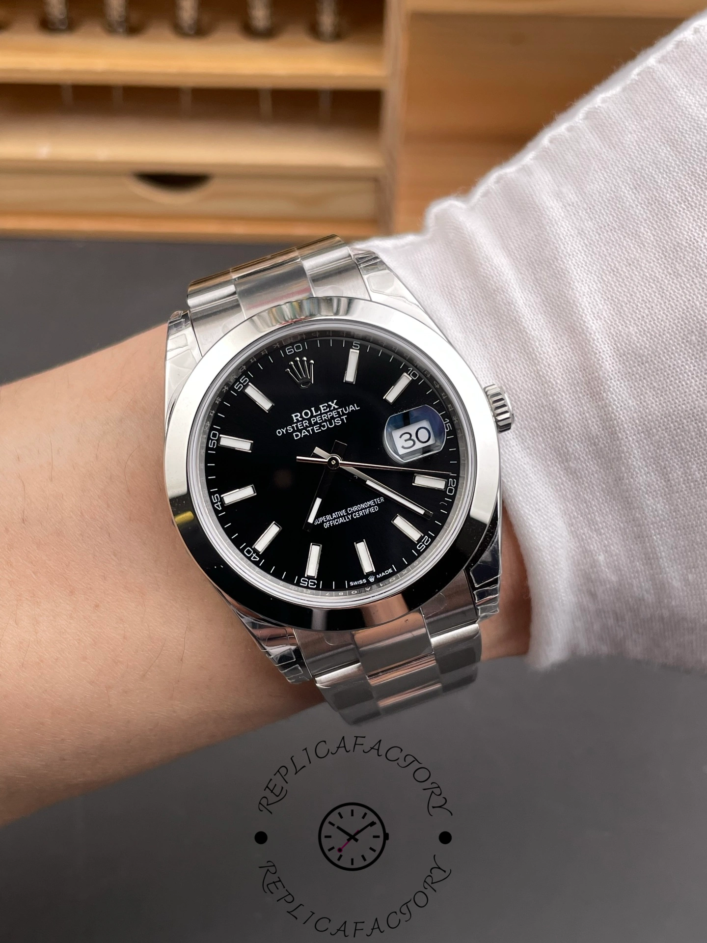 Rolex Datejust 41mm Black Index Oyster Stainless Steel 126300 0011 Men's Watch