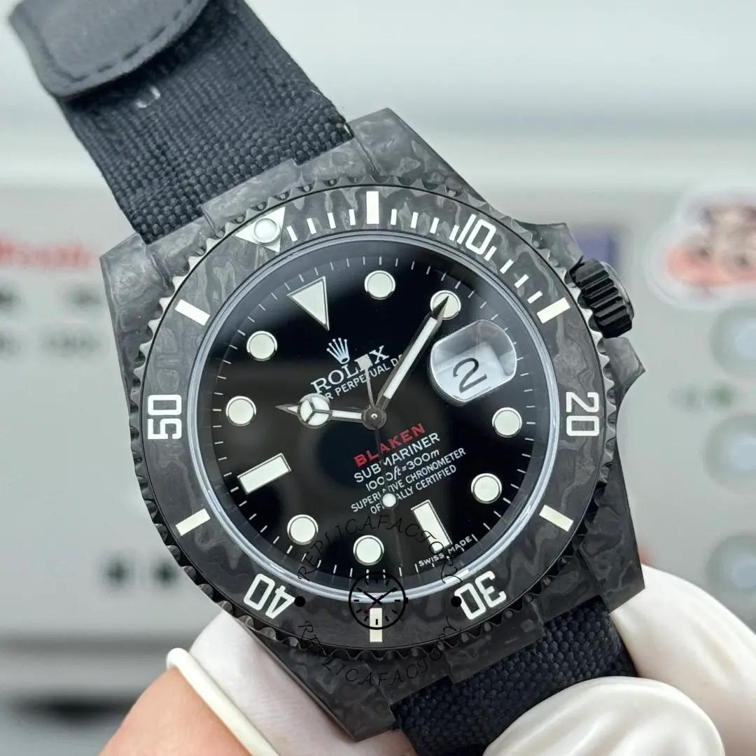 Rolex Submariner 116610 Replica Carbon Fiber Black Nylon Strap 40MM