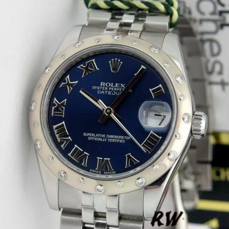 Rolex Datejust 178344 Blue Roman Dial Jubilee Bracelet 31MM Lady Replica Watch