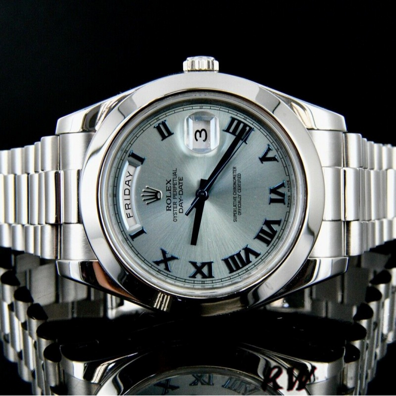 Rolex Day-Date 218206 Ice Blue Dial Platinum 41MM Mens Replica Watch