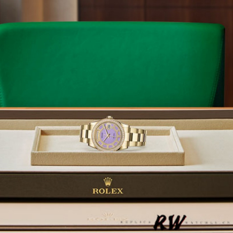 Rolex Day Date 118348 Lavender Jade Carousel Dial Yellow Gold 36mm Unisex Replica Watch