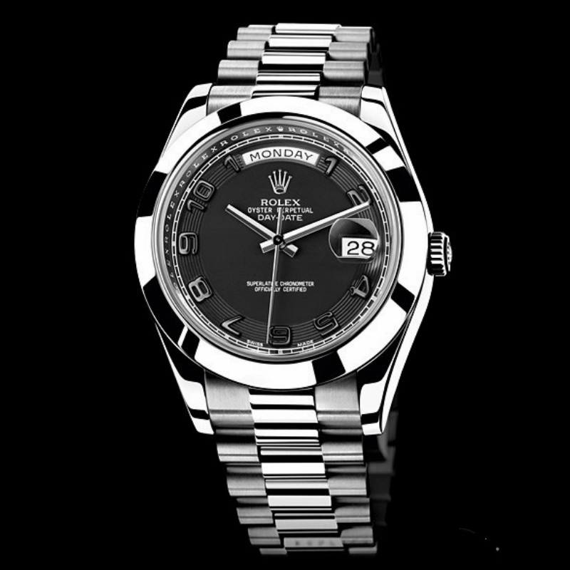 Rolex Day-Date 218206 Concentric Black Dial Platinum 41MM Mens Replica Watch