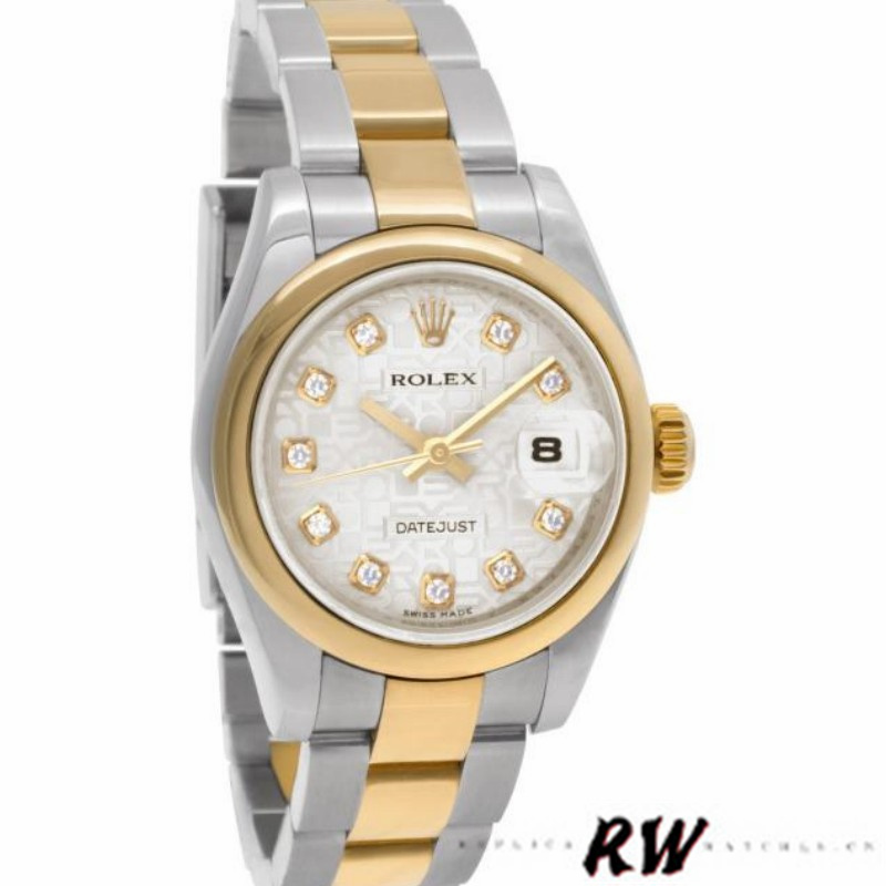 Rolex Datejust 179163 Silver Jubilee Dial Domed Dezel 26MM Lady Replica Watch