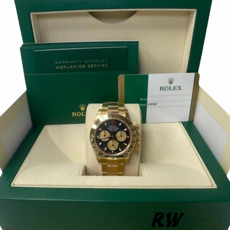 Rolex Daytona 116528 Yellow Gold Black Paul Newman Dial 40mm Mens Replica Watch