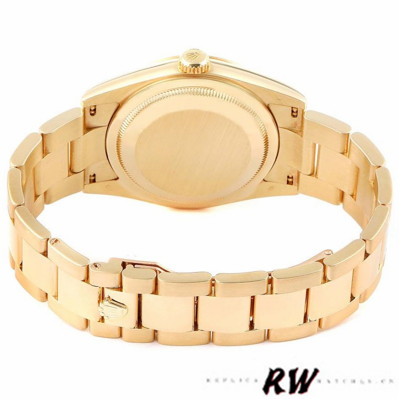 Rolex Day-Date 118338 Yellow gold Silver Diamond dial 36mm Unisex Replica Watch