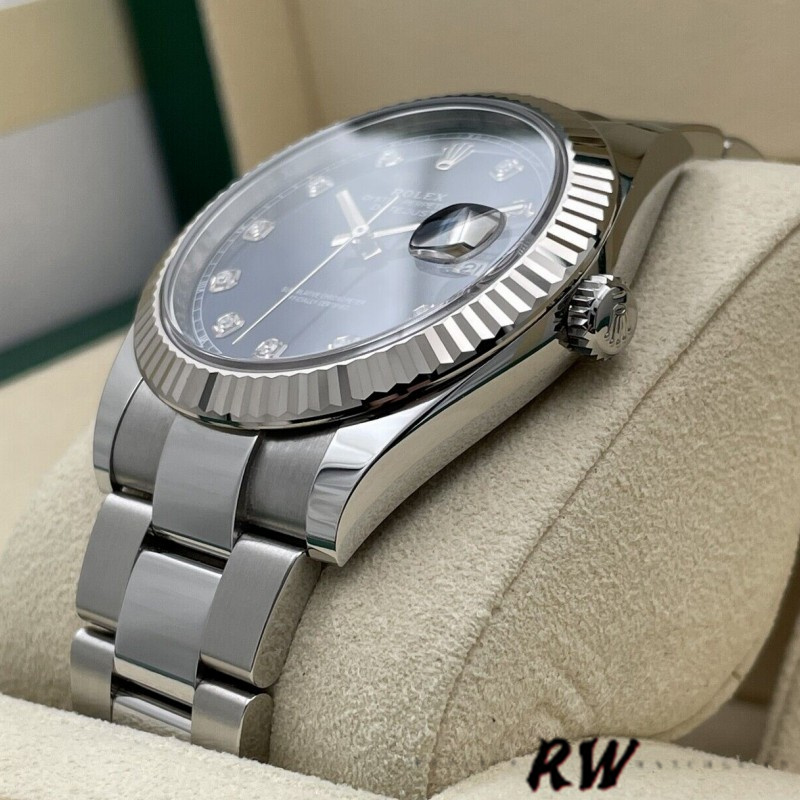 Rolex Datejust 126334 0015 Fluted Bezel Blue Diamond Dial 41MM Mens Replica Watch