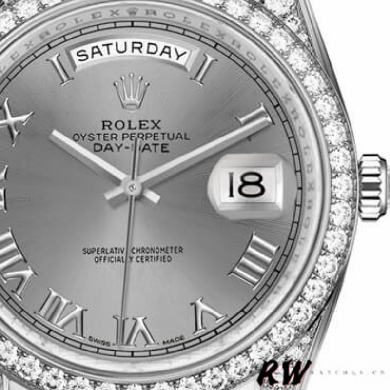 Rolex Day-Date 118389 Rhodium Grey Roman Numeral Dial 36MM Unisex Replica Watch