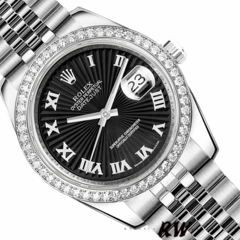 Rolex Datejust 178384 Stainless Steel Black Sunburst dial 31MM Lady Replica Watch