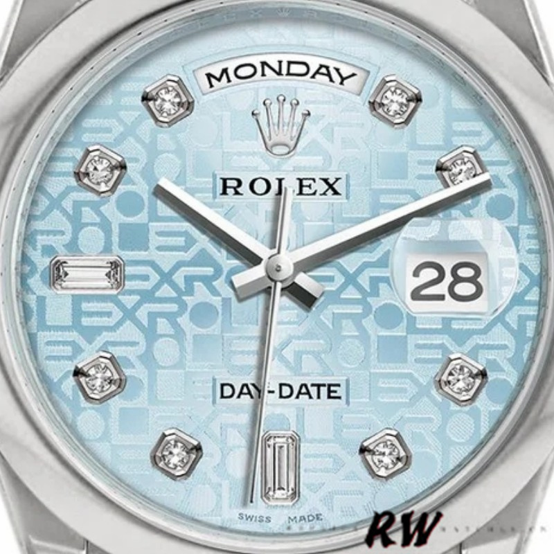 Rolex Day-Date 118206 Ice Blue Diamonds Dial 36mm Unisex Replica Watch
