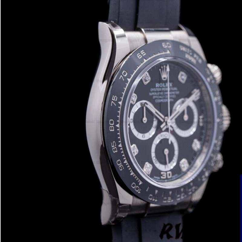 Rolex Daytona 116519 White Gold Automatic Black Dial Diamonds 40mm Mens Replica Watch