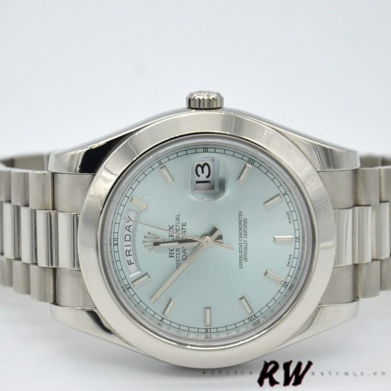 Rolex Day-Date 218206 Ice Blue Index Dial Platinum 41MM Mens Replica Watch
