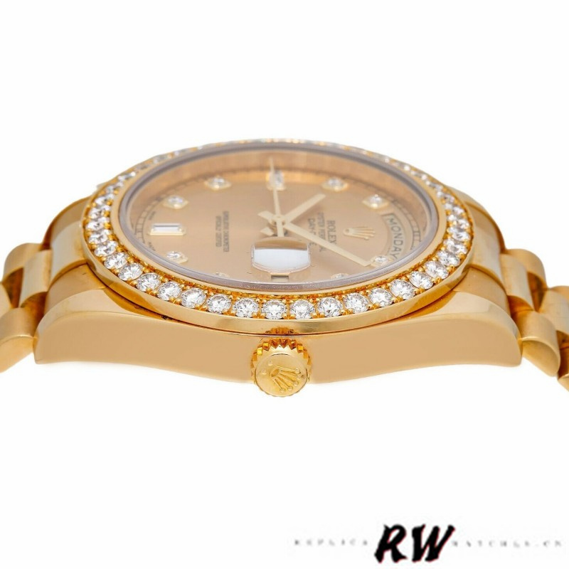 Rolex Day-Date 218348 Champagne Diamonds Dial 41MM Mens Replica Watch