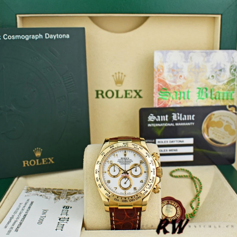 Rolex Daytona 116518 Yellow Gold White Dial 40mm Mens Replica Watch
