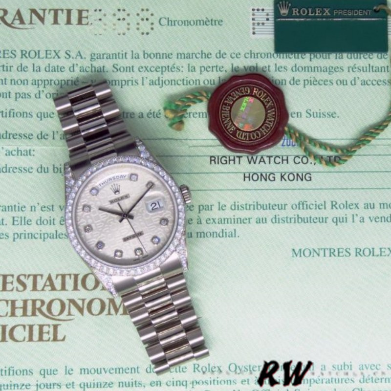 Rolex Day-Date 118389 Silver Jubilee Diamond Dial 36MM Unisex Replica Watch